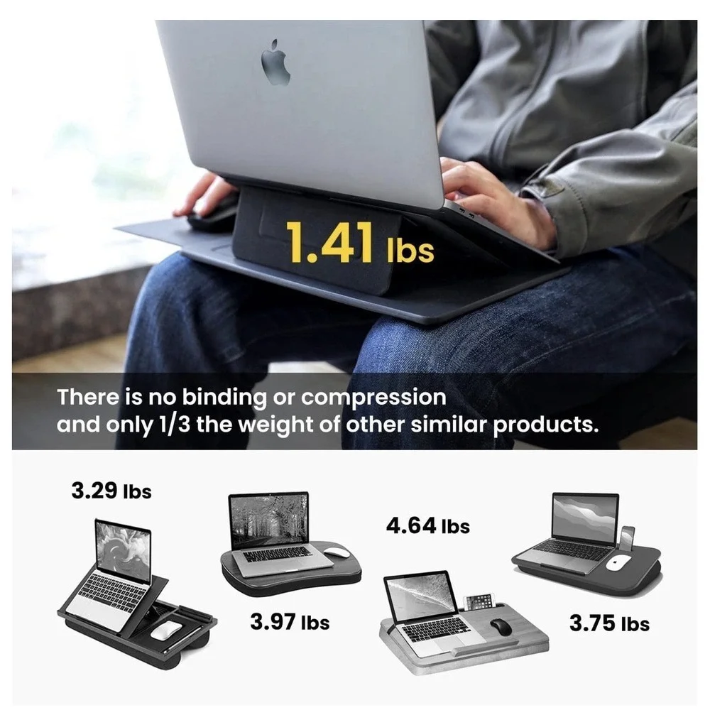 PUNCUBE Portable Lap Desk - with Retractable‎ Mouse Pad, Black